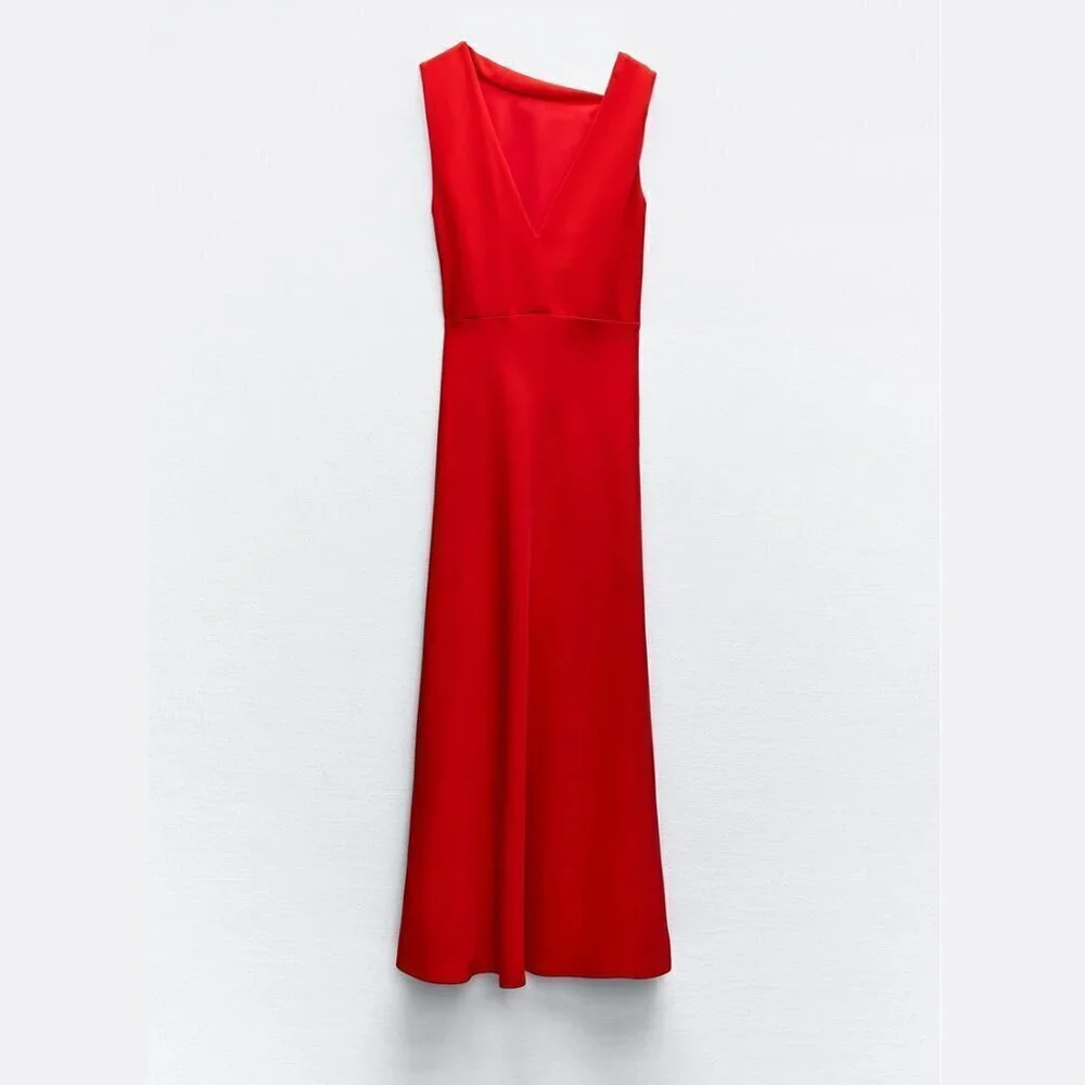 ZARA Midi Dress with Side Ruching - Picture 13 of 13